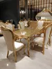 Klassisch Gold Esszimmer set Holztisch Esstisch + 4x Stühle Produktbild-Vorschau 4