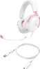 A white and pink gaming headset with a microphone and cables is shown against a white background. Anteprima dell’immagine prodotto
