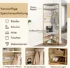 A corner entryway organizer with multiple shelves and hooks, showcasing its storage capabilities with various items like shoes, bags, and coats. Podgląd zdjęcia produktu