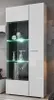 A modern white display cabinet with glass doors and LED lighting. Produktbild-Vorschau