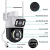 A diagram of a security camera with labels pointing to its various features. Produktbild-Vorschau
