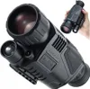 A black night vision monocular is shown against a white background. A smaller inset image shows a hand holding a similar device. Podgląd zdjęcia produktu
