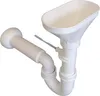 A white plastic plumbing trap with a funnel-shaped inlet, designed to prevent odors from escaping. Produktbild-Vorschau