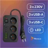 Reagle Ciabatta elettrica 3m 3 prese & 6 USB (3x USB-C), Anteprima dell’immagine prodotto 2