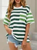 Locker sitzendes Damen-T-Shirt mit kontrastierenden Produktbild-Vorschau 2