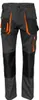 A pair of work pants with multiple pockets and orange accents, presented against a white background. Produktbild-Vorschau