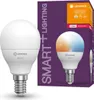 A product shot of a smart LED light bulb and its packaging. Náhled obrázku produktu