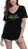 Damen Grafik T-Shirt V-Ausschnitt Katzenohren - Fahrrad - Produktbild-Vorschau 1