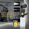 A car being washed with foam, with a foam cannon and its accessories shown. Produktbild-Vorschau
