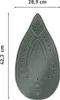 Close-up view of an iron soleplate with dimensions indicated. Produktbild-Vorschau