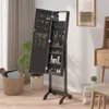 vidaXL Stojanové zrkadlo s LED diódou čierne 34x37x146 cm Náhľad obrázku produktu 3