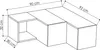 A technical drawing of a modular TV cabinet with dimensions indicated. Produktbild-Vorschau