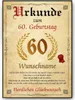 Urkunde zum 60. Geburtstag personalisiertes Geschenk Produktbild-Vorschau 1