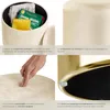 Pouf coffre de rangement aspect velours SARINA - crème Voir les images du produit 4