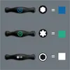 A diagram showing different Wera screwdriver handles with corresponding bit types and color-coded indicators. Produktbild-Vorschau