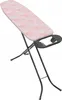 A pink and white patterned ironing board with a black metal frame and a black iron rest. Produktbild-Vorschau
