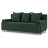 A green sofa with three cushions is shown against a white background. Produktbild-Vorschau