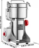 A stainless steel grain grinder with dimensions indicated. Voir les images du produit