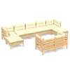 9-tlg. Garten-Lounge-Set mit Creme Kissen Massivholz Kiefer Produktbild-Vorschau 1
