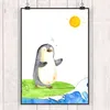 Mr. & Mrs. Panda Bild Pinguin Surfer DIN A2 - Weiß - Produktbild-Vorschau 2