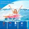 A woman is relaxing in a pool on an inflatable ring, with pool accessories attached to the side of the pool. Produktbild-Vorschau