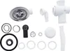 A collection of plumbing parts for a sink drain. Produktbild-Vorschau