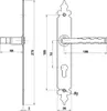 Technical drawing of a door handle with dimensions. Produktbild-Vorschau