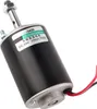 A close-up studio shot of a black DC motor with a silver shaft and mounting hardware. Náhled obrázku produktu