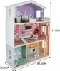 A detailed view of a multi-story wooden dollhouse with furniture and accessories. Náhľad obrázku produktu