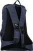 The back view of a navy blue backpack is shown against a white background. Produktbild-Vorschau