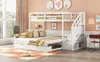 A bunk bed with a pull-out bed, stairs with storage, and a desk chair in a child's bedroom. Podgląd zdjęcia produktu