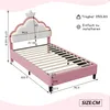 A diagram of a pink bed with dimensions and feature callouts. Náhľad obrázku produktu