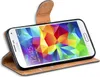 A Samsung Galaxy S5 Mini phone in a brown flip case. Podgląd zdjęcia produktu