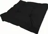 A black square cushion is shown against a white background. Produktbild-Vorschau