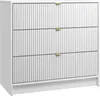 A white dresser with three drawers and gold handles. Anteprima dell’immagine prodotto