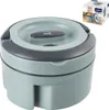 A teal and gray insulated food container with a lid and handle, shown from a slightly elevated diagonal angle. A small box with product imagery is visible in the upper right corner. Náhled obrázku produktu