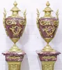 Casa Padrino Barock Vasen mit Marmor Säulen Set Rot / Gold Produktbild-Vorschau 2