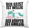 Trendation - Lustiger Einhorn Spruch Deko-Kissen mit Produktbild-Vorschau 1