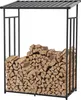 A metal firewood rack filled with chopped wood, shown against a white background. Produktbild-Vorschau