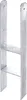 A silver metal H-shaped post anchor with two horizontal shelves, shown against a white background. Voir les images du produit