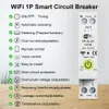 A product image showing a smart circuit breaker with a list of its features. Podgląd zdjęcia produktu