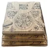 A stack of pizza boxes with illustrations of pizza and ingredients. Produktbild-Vorschau