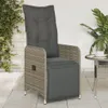 vidaXL Gartensessel Verstellbar mit Kissen Grau Poly Rattan Produktbild-Vorschau 2