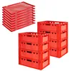 8x Euro-Plastikkiste E2, rot, mit Griff auf jeder Seite und ein passende Deckel Produktbild-Vorschau