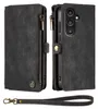 A black wallet-style phone case with a detachable wrist strap is shown. Produktbild-Vorschau