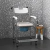 HOMCOM Chaise percée à roulettes - fauteuil roulant percé - Voir les images du produit 2
