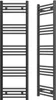 Two views of a black radiator towel warmer. Anteprima dell’immagine prodotto