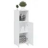 A white cabinet with a plant and decorative items on top, and shelves inside. Podgląd zdjęcia produktu