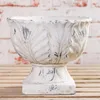 AltoBelli Blumentopf VERONA auf Fuß mit Blatt Muster Creme Produktbild-Vorschau 1