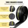 A product image showcasing a black rubber garage door seal with a yellow safety strip, highlighting its features through text and close-up images. Náhled obrázku produktu